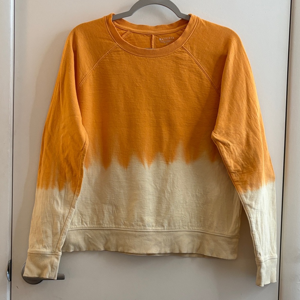 Athleta Orange and Cream Dip-Dye Bright Crewneck Sweatshirt SZ S - Picture 1 of 7